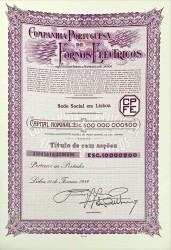 ACÇÃO. Companhia Portuguesa de Fornos Eléctricos.